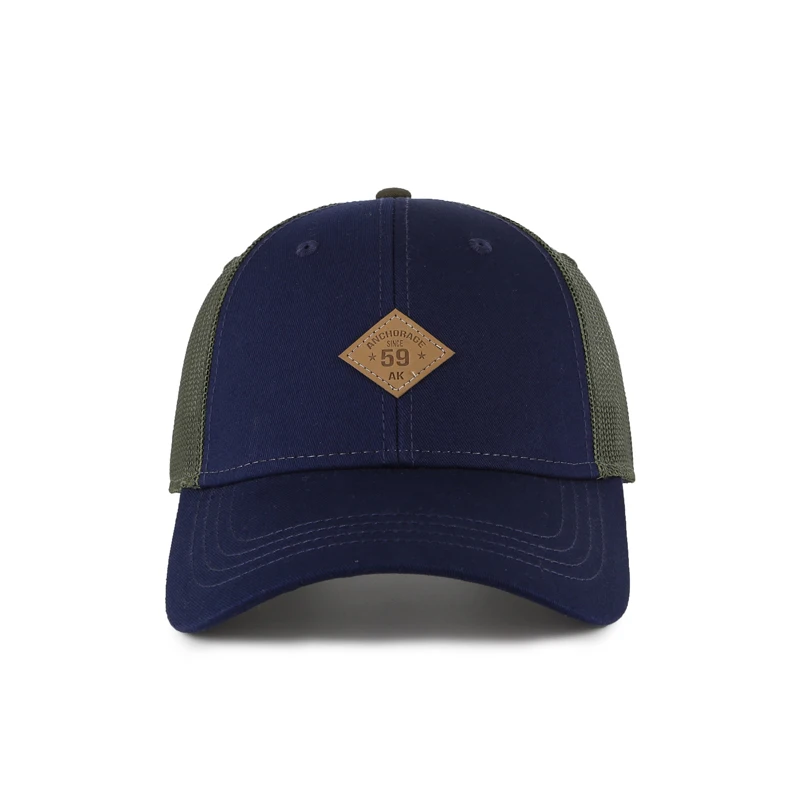 6 panel trucker hat  with custom  embossed  logo