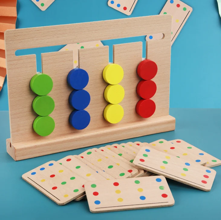 Hot sale Wooden Wooden toy four color game Wooden color cognitive toys Wooden color matching game for kids