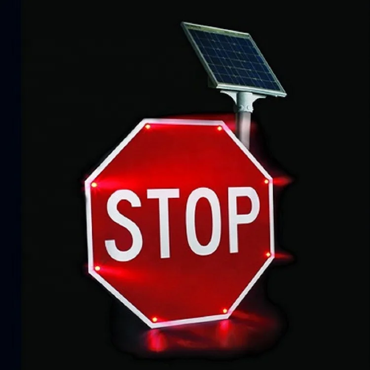 Square Design High Brightness Aluminum Led Stop Sign Solar Powered Road Traffic Signs