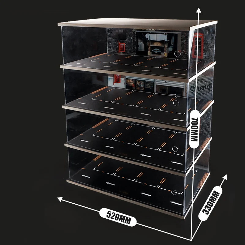 Kivcmds 1:18 Автостоянка модель сцены парковочное место диорама деревянная акриловая коробка для пыли автомобиля витрина