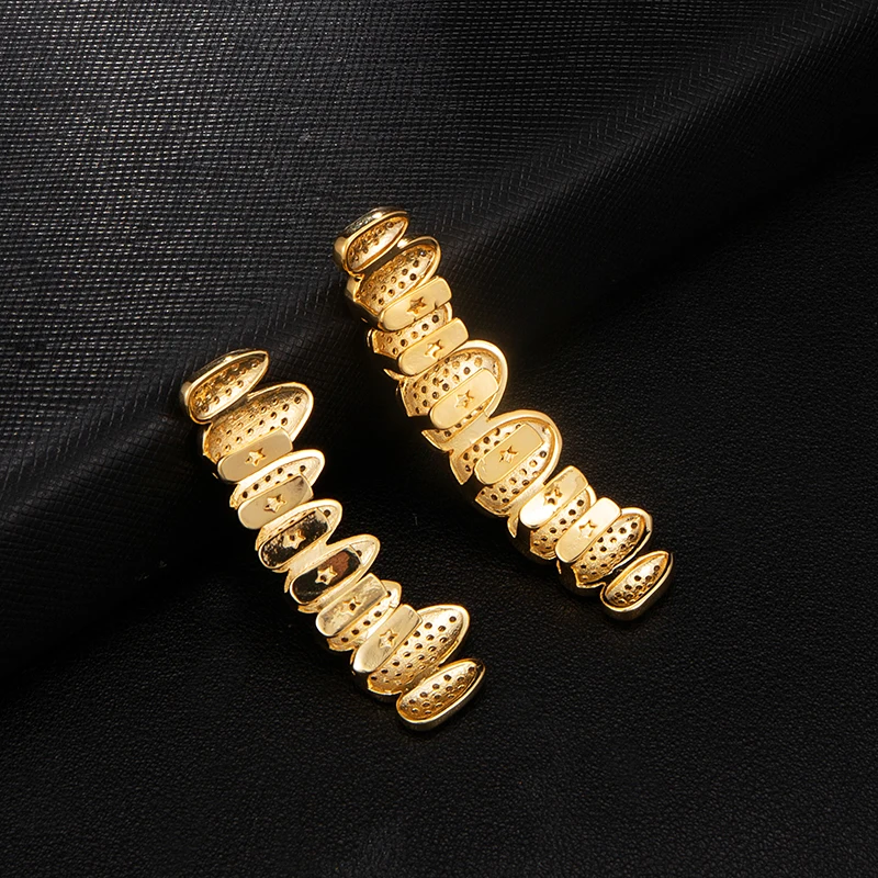  Iced Out полностью вымощенные шикарные камни из кубического циркония Grillz CZ бриллианты грили мужские Рэппер Роскошные Хип-хоп ювелирные