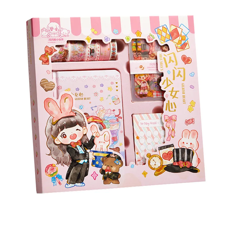Cute Journals Set Notebook for Students Tape Sticky Note Stickers Birthday Gift Student