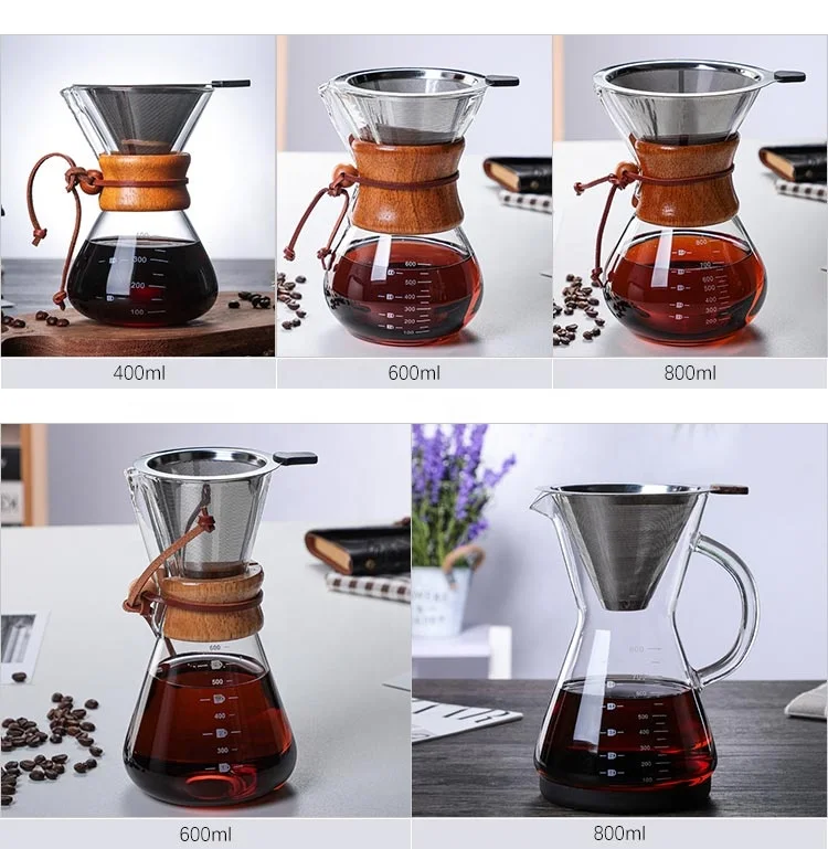 Кофейник-капельница из прозрачного стекла V60 набор капельных капельниц боросиликатного для приготовления