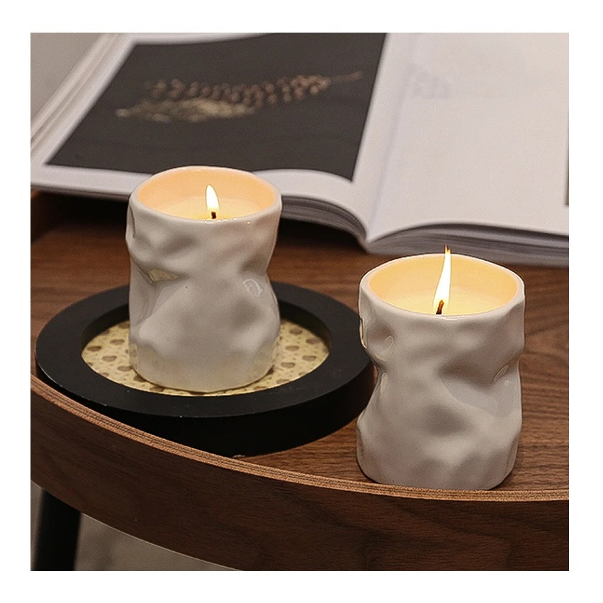 Customized Private Label New Fashionable Design Ceramic Jar Scented Candles with Gift Set Box