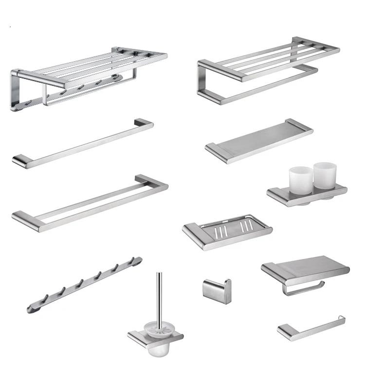 Manufacturer Stainless Steel 304 Mirror Polish Towel Shelf Double Towel Bar Towel Rack Bathroom Accessories