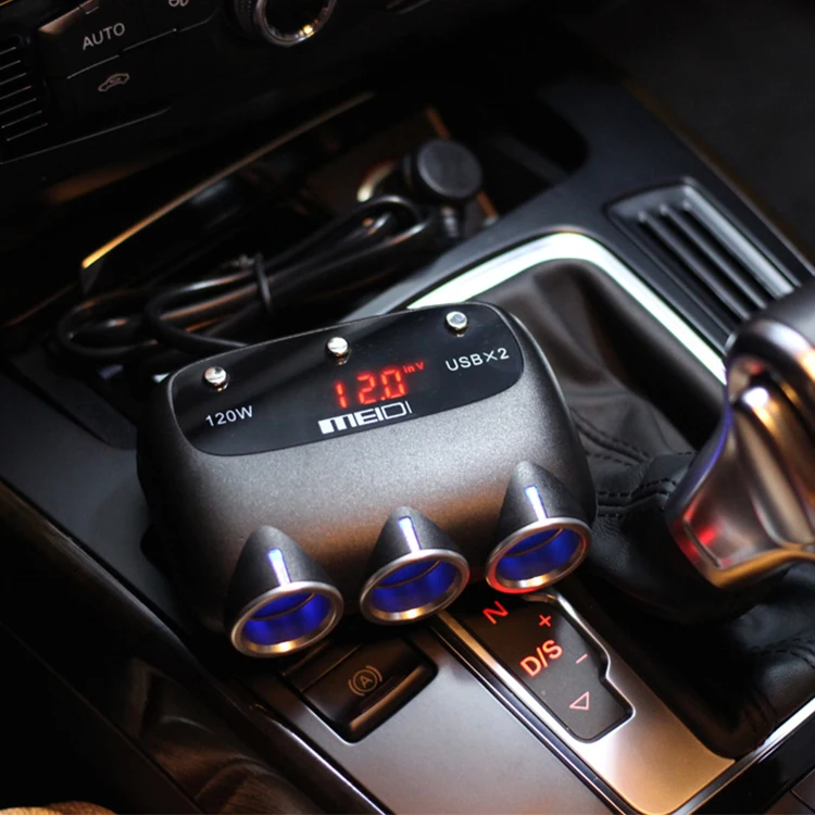 12/24v Socket Splitter Plug Dual USB Car Cigarette Lighter Adapter Charging Universal Motorcycle Phone Holder Usb Abs 2 Ports