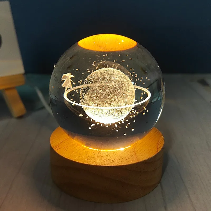 Оптовая продажа хрустальный шар выполненный на заказ ночная лампа 3d Хрустальный солнечной системы