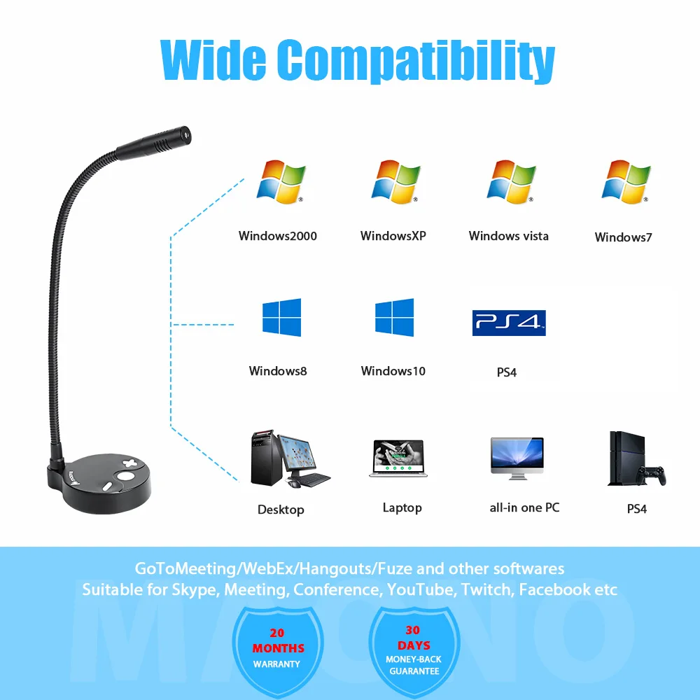 MAONO Plug and Play Cardioid Electric Condenser Conference Gooseneck meeting microphone