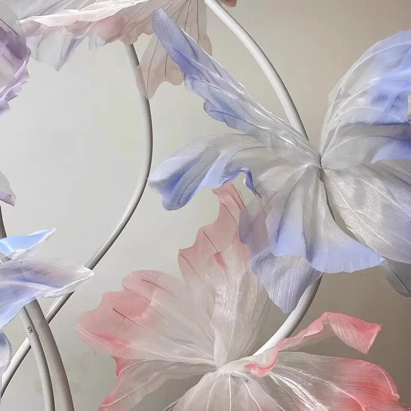 Fashion Wedding Stage Layout Floral Window Display Party Silk Flower Decoration Handmade butterfly Decorations