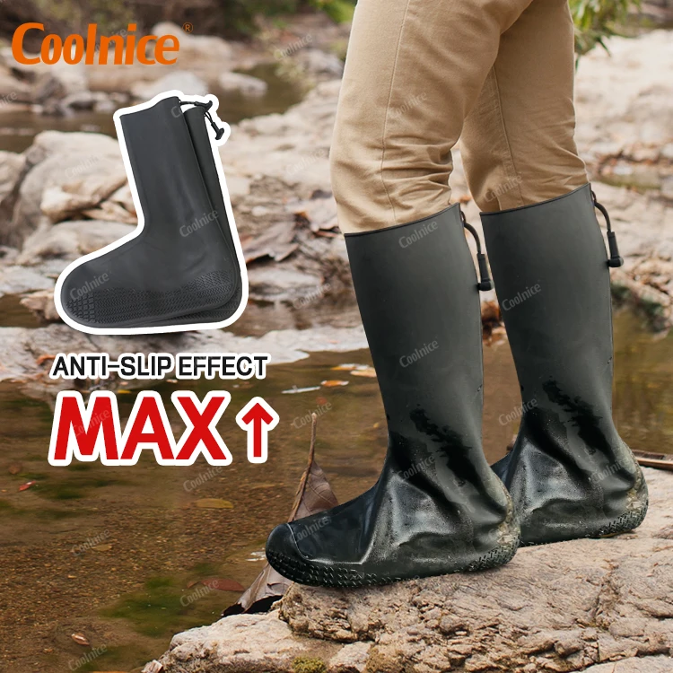 Coolnice Resable overshoes Silicone Rain Mud Waterproof Shoe Cover rubber Shoe Covers Protectors