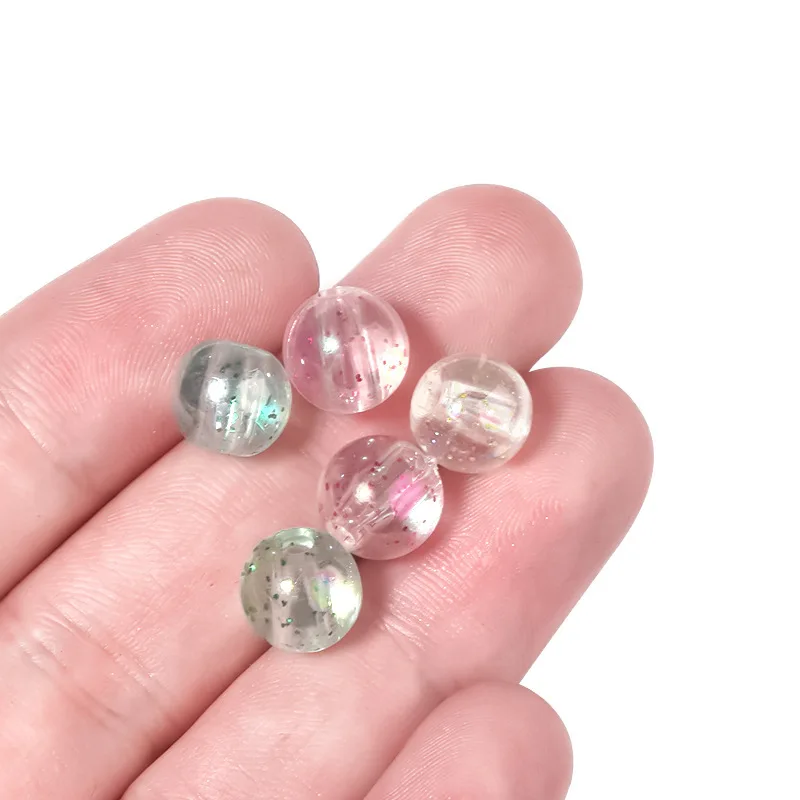 XuQian 100pcs Acrylic Sparry Transparent Color Straight Hole Round Bead for DIY Jewelry Making B0210