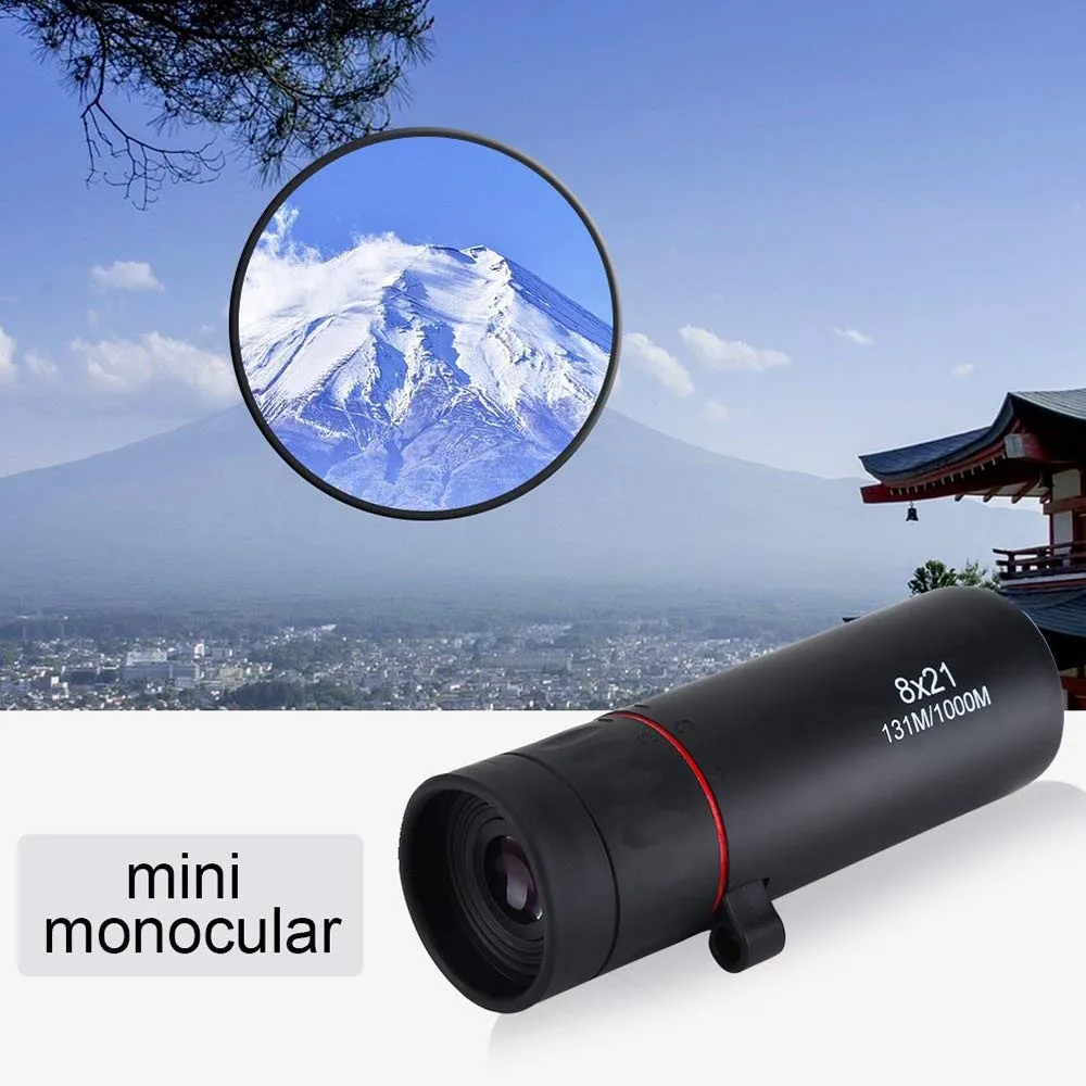 Portable Mini Monocular Telescope 8x21 High Power Monocular Scope, Waterproof Shockproof HD FMC Green Film Lens Monoscope