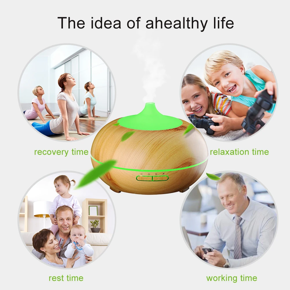 
Wholesale 550 ml Electric Aromatherapy Purifier Essential Oil Wood Aromatic 7 Led Color Air Humidifier Aroma Diffuser 