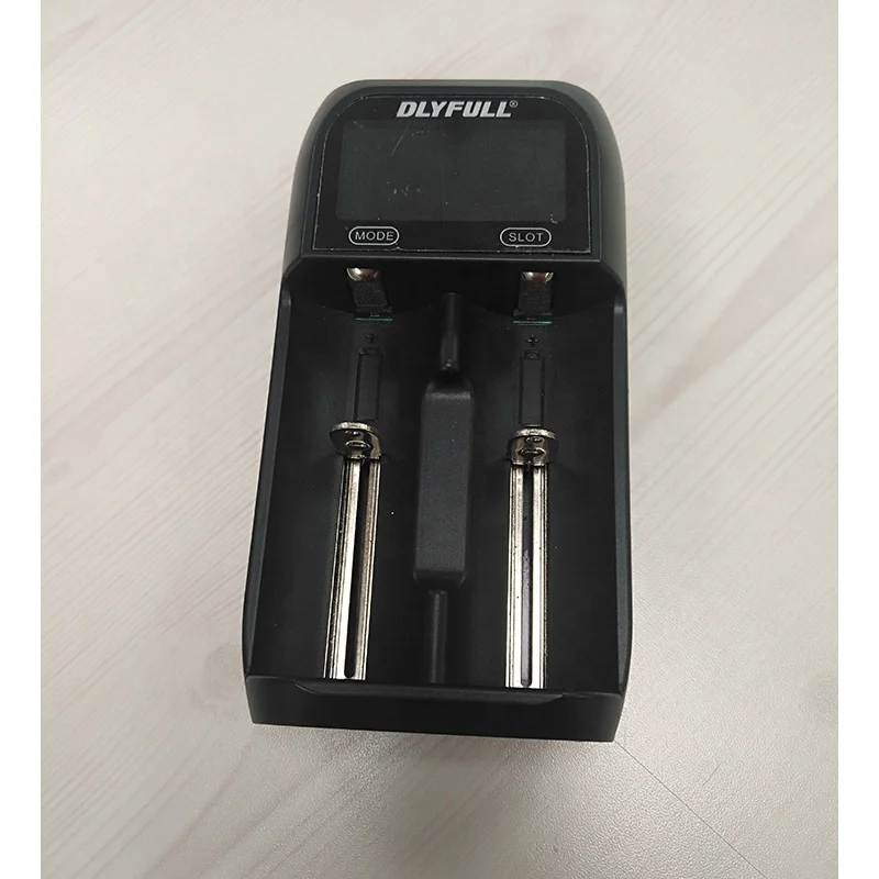 Dlyfull 2-Bay Universal Battery Charger with LCD for Li-ion/NiMH/NiCD Rechargeable Batteries, Type  USB Input, Portable Charger