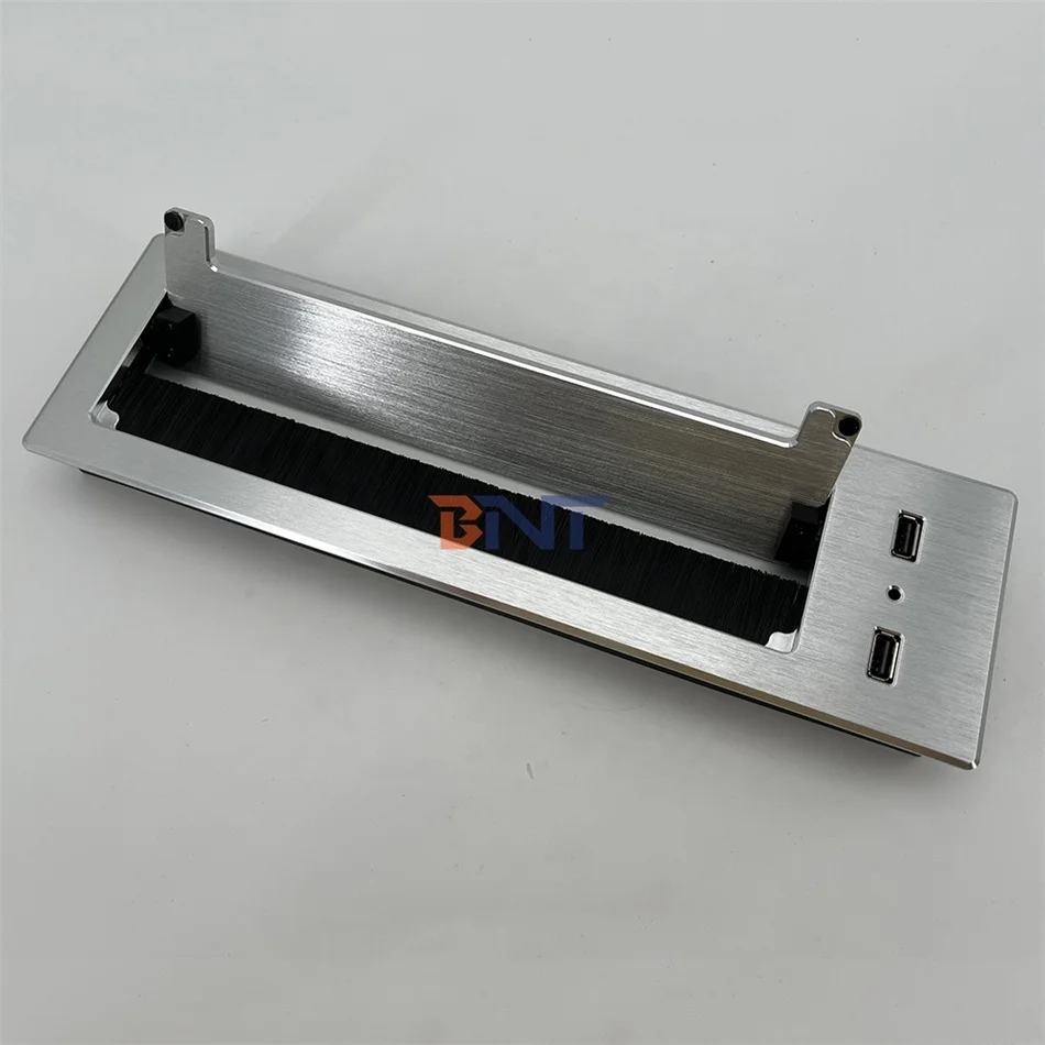 Integrated double USB Charger Soft Close Damping Tabletop Flip Up Cable Grommet Box Flip Panel for Desktop Socket