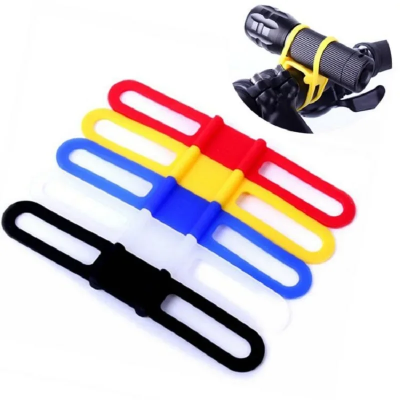 Silicone Strap Bike Front Light Holder Bicycle Handlebar Fixing Tie Bicycle Torch Flashlight Bandages Speaker Mount