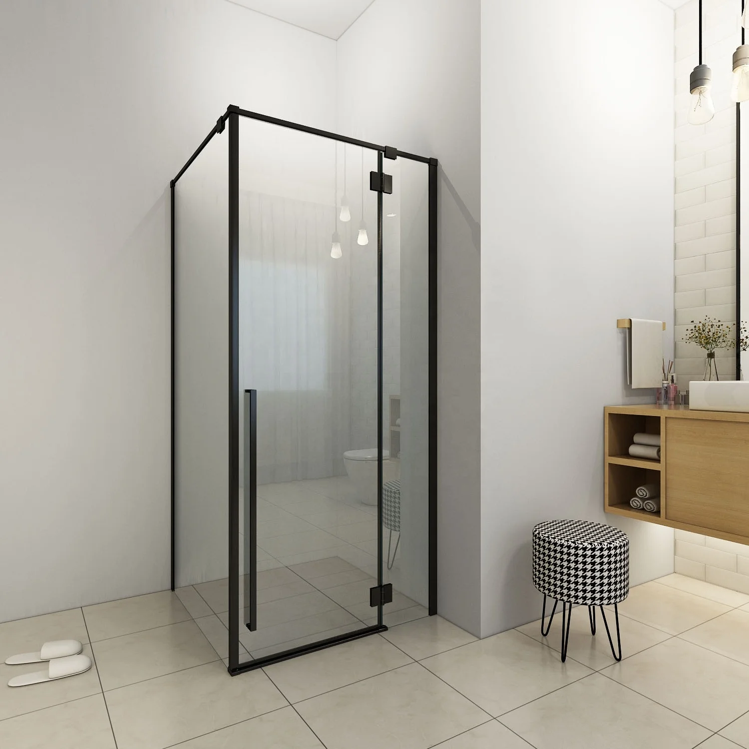 8/10mm Black Matt Inside And Outside Opening Shower Room Shower Door Hinge shower Enclosure