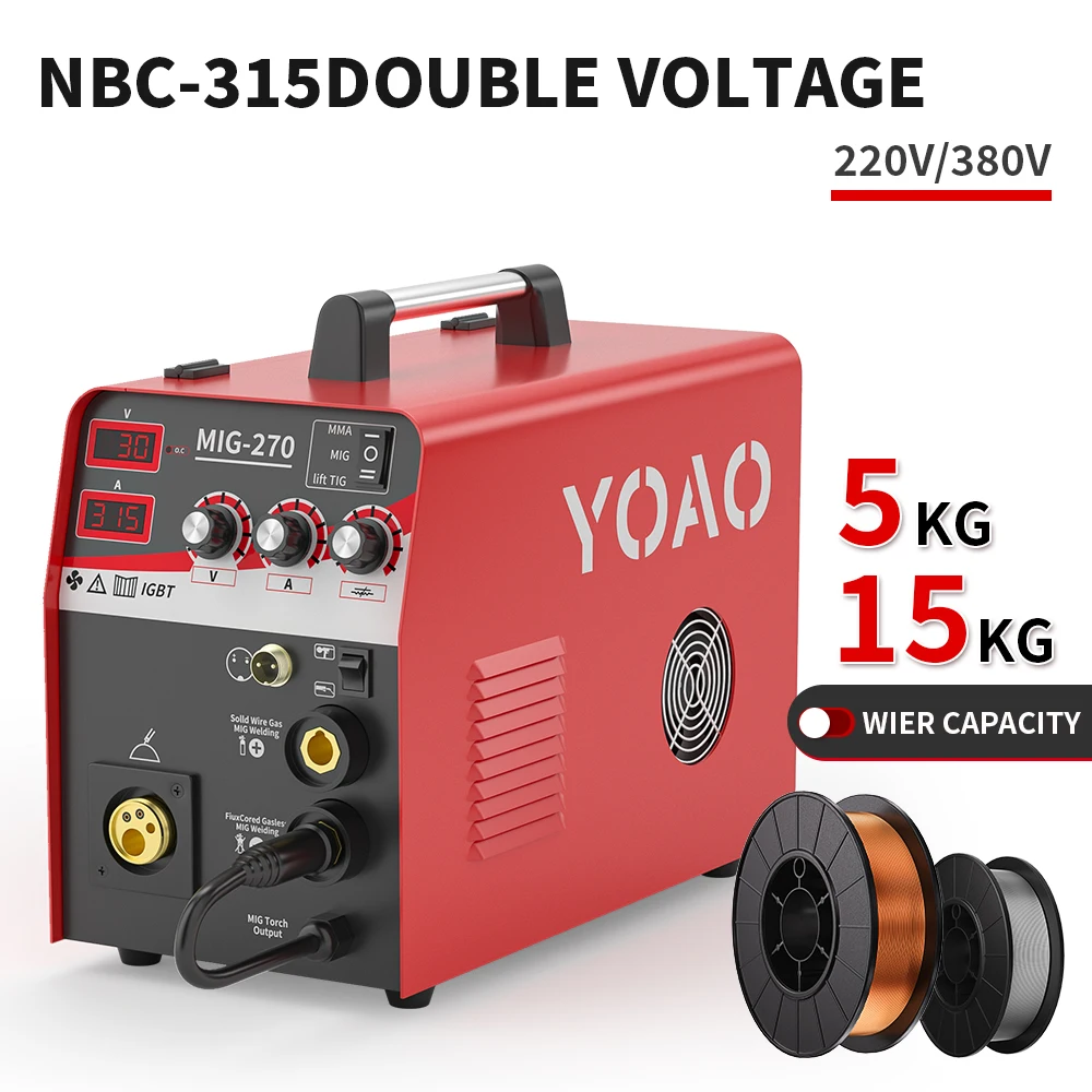 High Power Grade Dual-Purpose Welder 1/5/15KG Wire Feeder MIG-270 Mini Welding Machine Gas and Gasless CO2 Welder