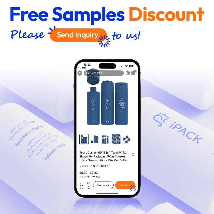 Round Custom HDPE Soft Touch Blue Shower Gel Packaging 150ml Squeeze Lotion Shampoo Plastic Disc Cap Bottle