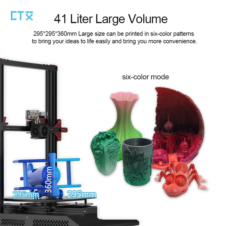 High Precision DIY FDM 3D Printer Machine Resume Printing Build Size 295x360x295mm High Speed 3d Printers