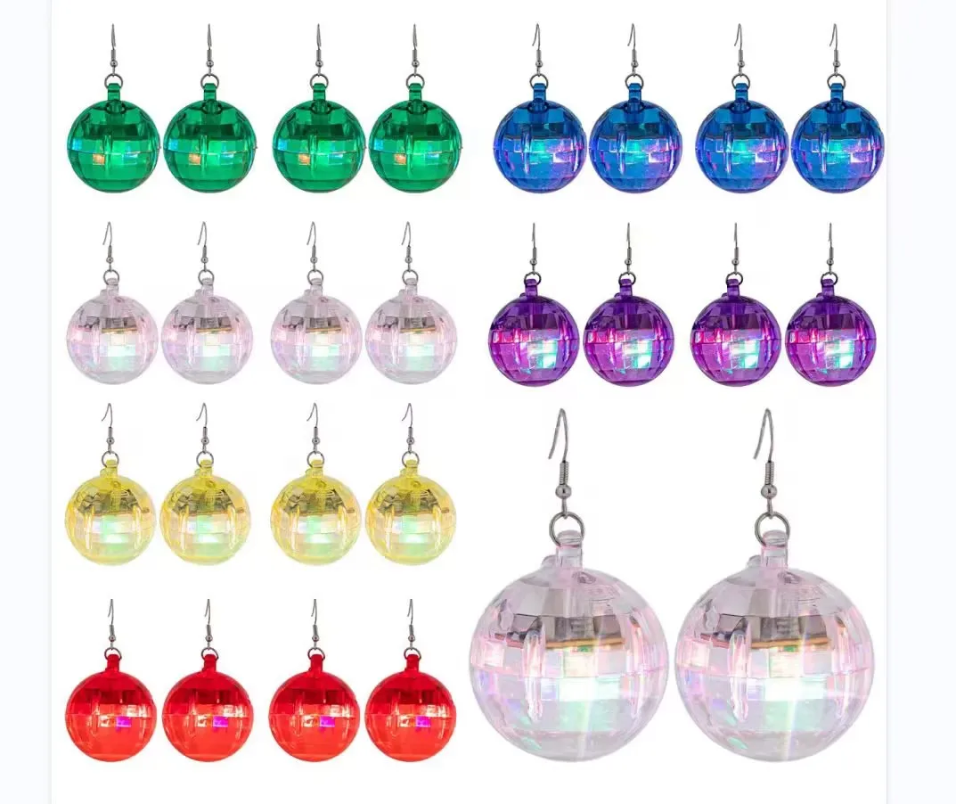 New Led Disco Ball Earrings Disco Club Decorations Disco Accessories Bachelorette Party Favors for Girl Cowboy Party