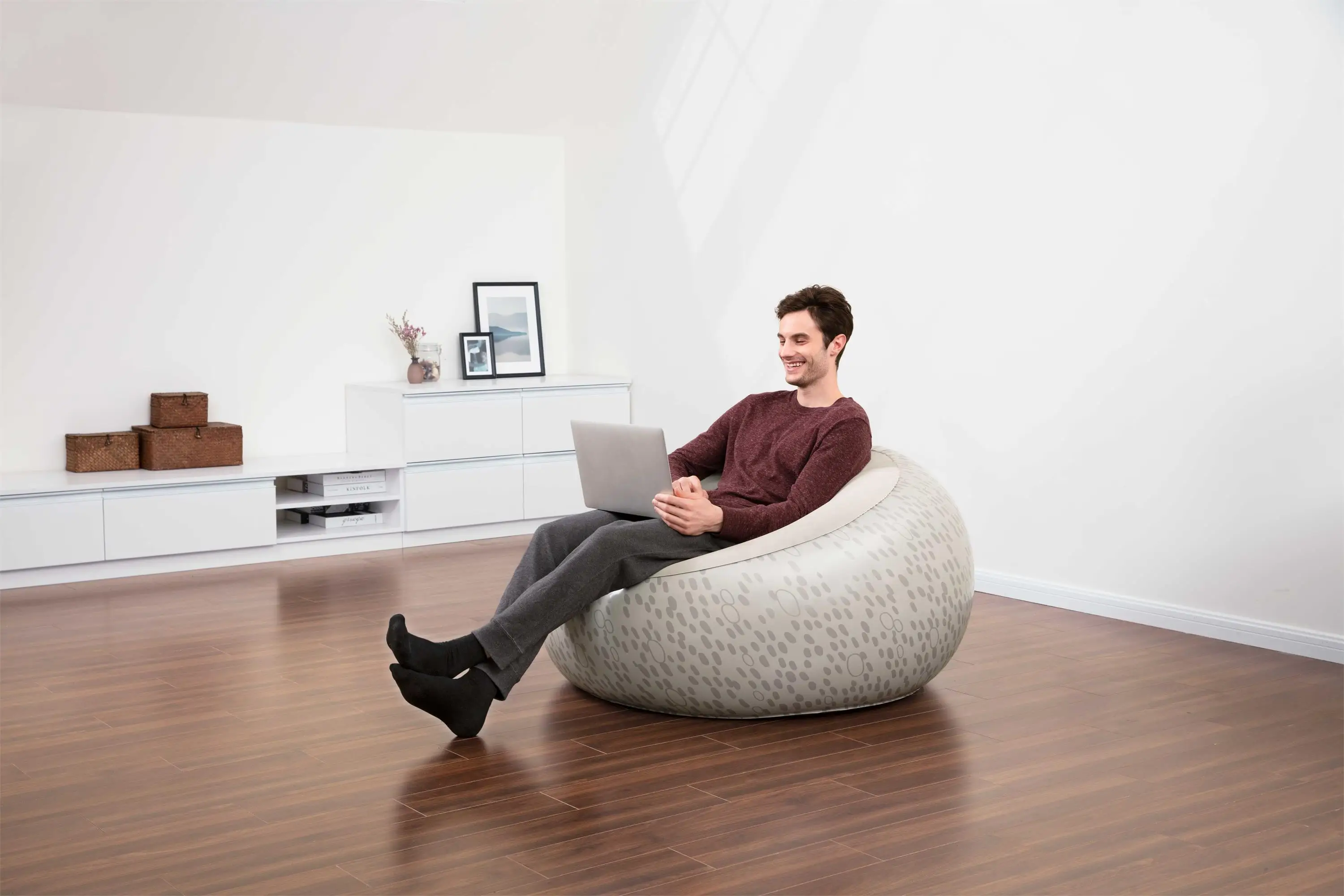 Bestway 75052 inflate-a-chair couch living room sofa air chair 1.12m x 1.12m x 66cm