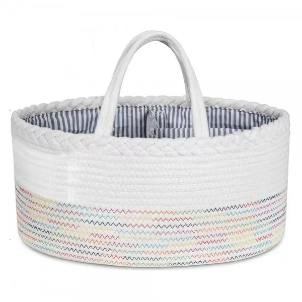 Custom Cotton Rope Baby Diaper Caddy Organizer With Removeable Insert Baby Kids Nursery Storage Basket