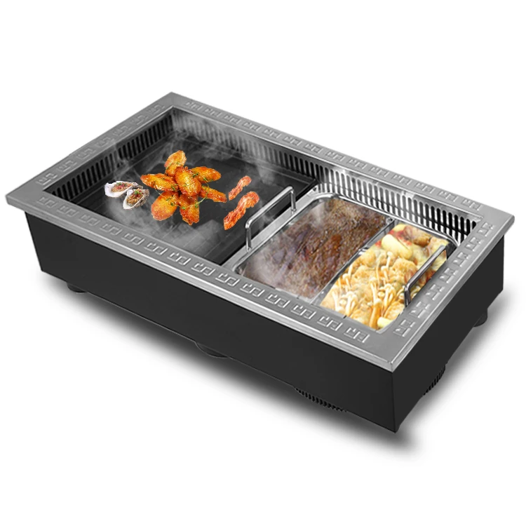 Korean bbq grill hot pot integrated square electric grill mandarin duck hot pot grill