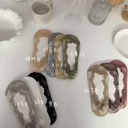 Летние новые женские носки, тонкие хлопковые невидимые носки, кружевные неглубокие носки с ресницами, силиконовые Нескользящие