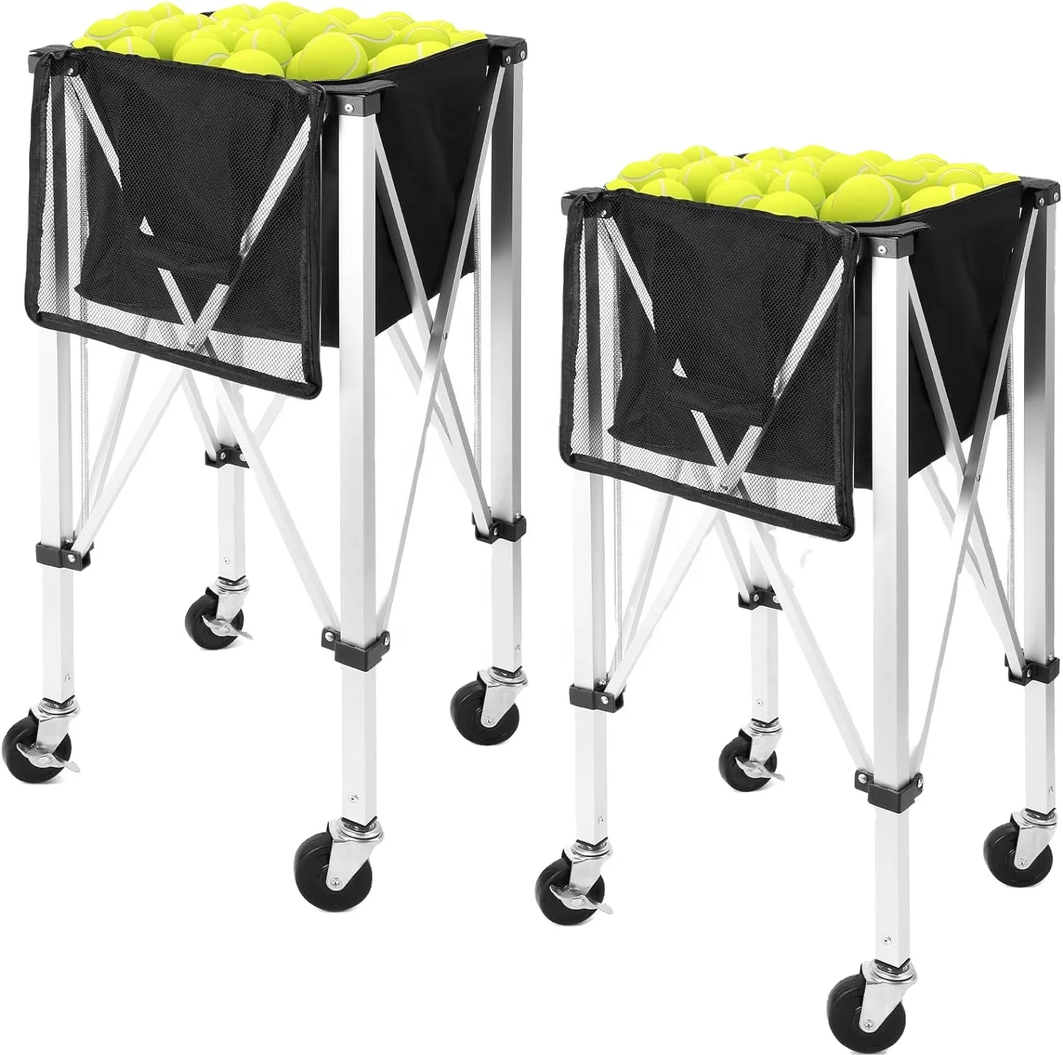 Tennis Cart With Wheels Support Oem Customize Color And Logo Folding Movable Tennis Ball Basket Cart Ball Picking Trolley
