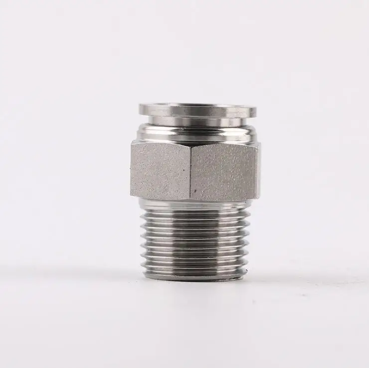 OD 4 6 8 10 12mm Internal Thread 1/8 1/4 3/8 1/2 BSP Thread MPCS Pneumatic Push Connect Straight male stainless steel fitting