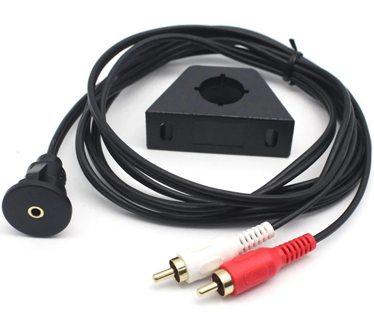 1m 2 RCA Male to 3.5mm Female Extention Mount Audio & Video Cable for Car Boat Motorcycle