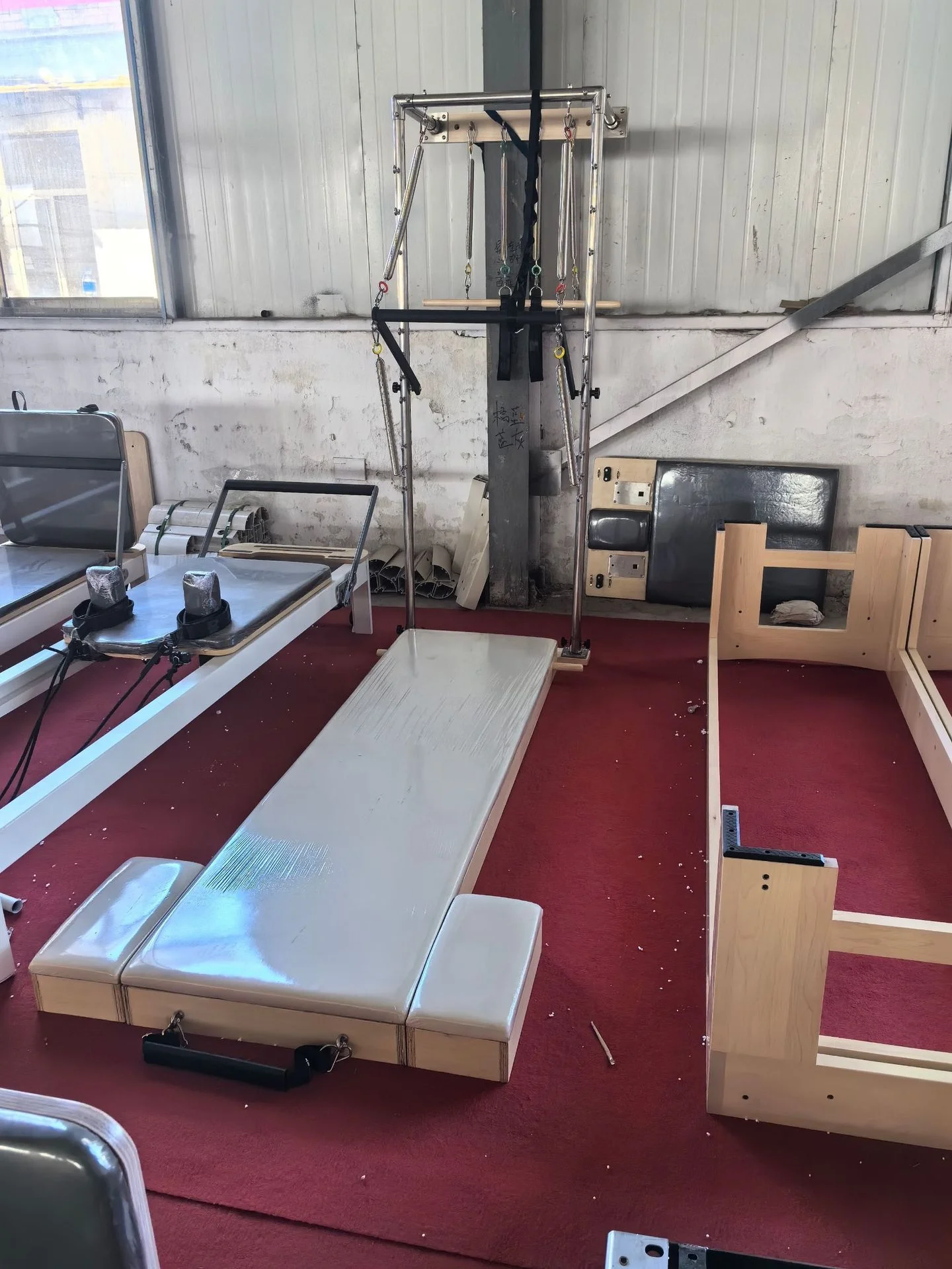 Pilates Cadillac Reformer Wall Unit Tower with Platform Mat for Physical Activity Exercise