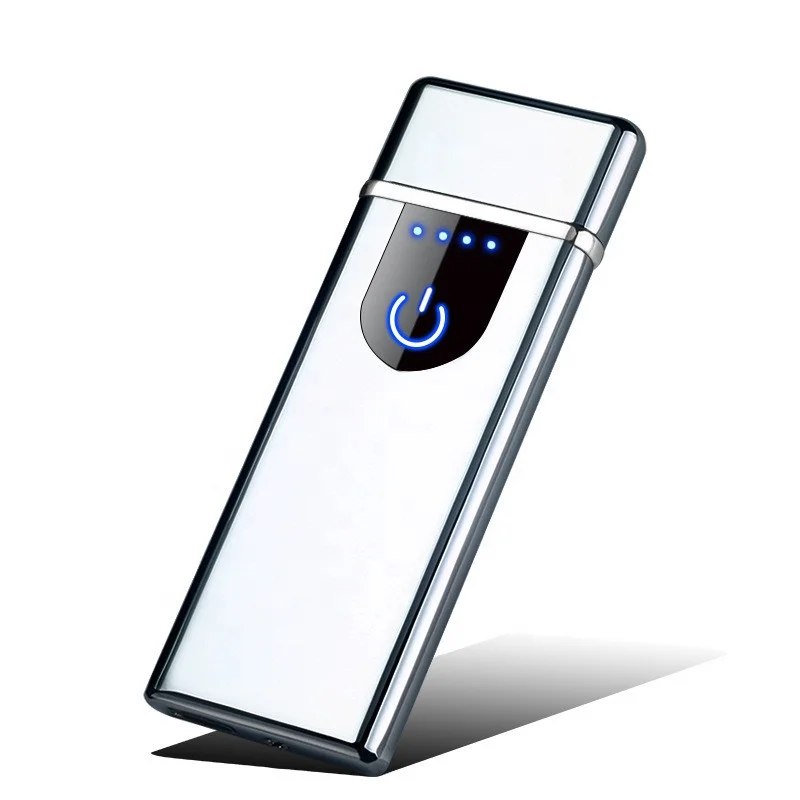 Portable Small Size Heat Coil Slim Lighter Zinc Alloy Fingerprint Encendedor Electrico USB