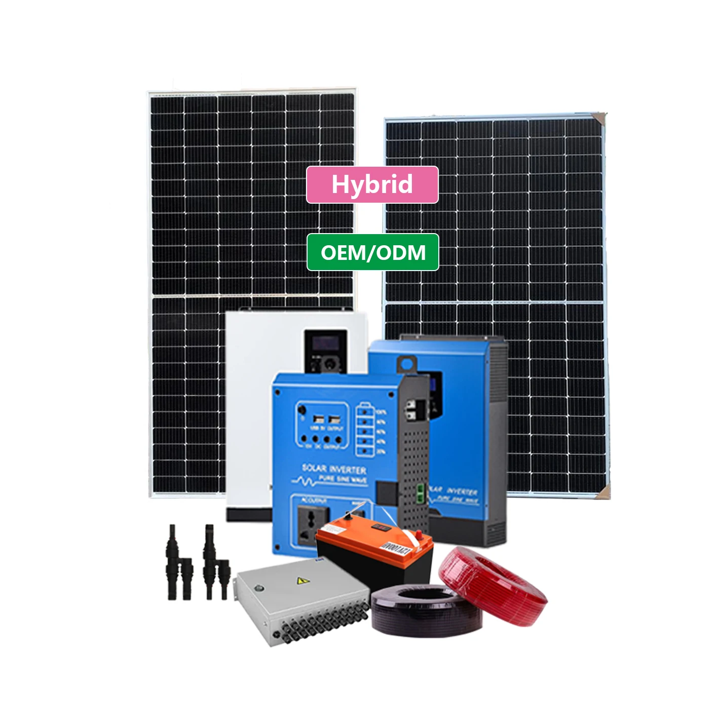Ex Factory Mono Silicon PV Panel Hybrid Inverter 3000W 5000W Solar Power System