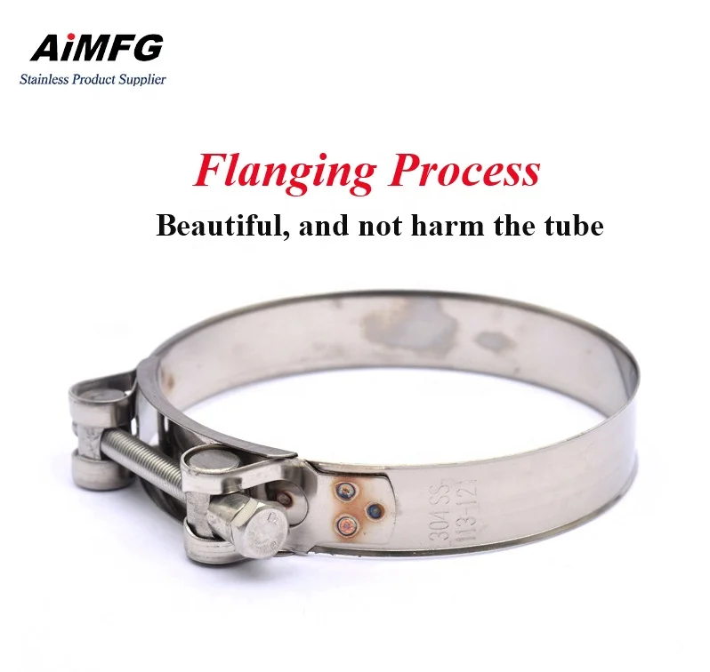 Heavy duty t bolt hose clamp 40mm with lock pipe clip single bolt round clamp 304ss 6inch stainless steel t-bolt hose clamp