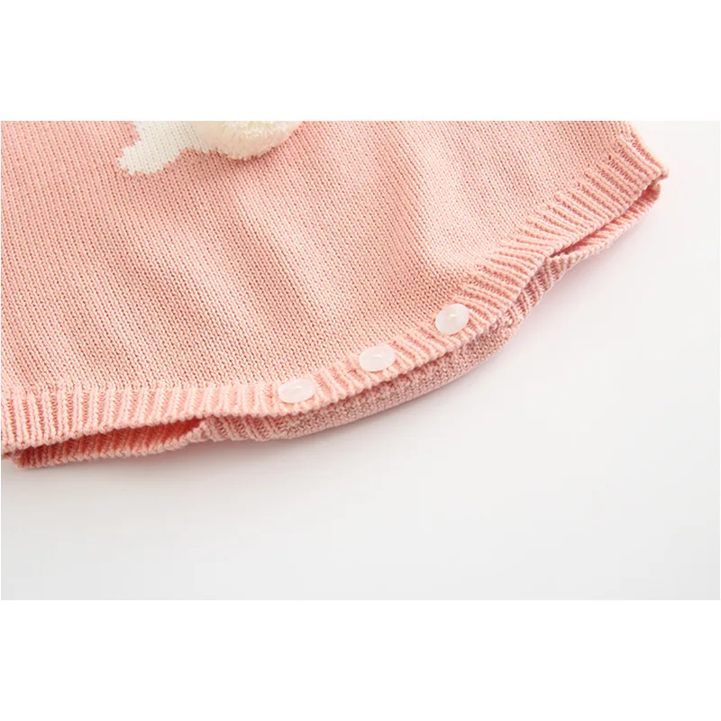 
New Knitted Pink Newborn Infant Baby Romper Long Sleeve Baby Clothes 
