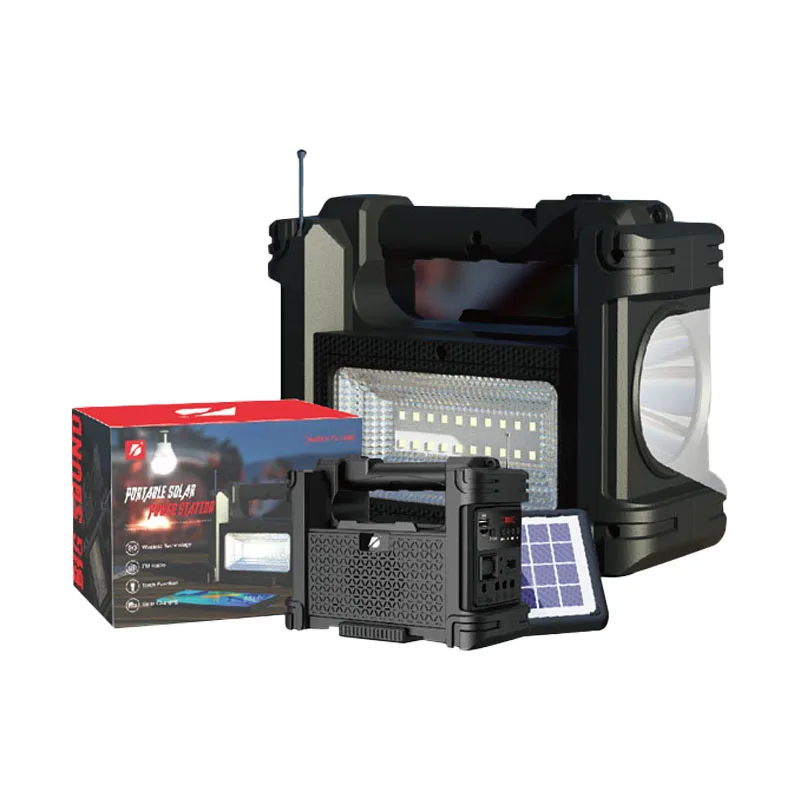 Fm Am Sw 8 Band Receiver Solar Powered Generator Charging Professional Radio Emergency Light with Solar Panel Speaker Lights