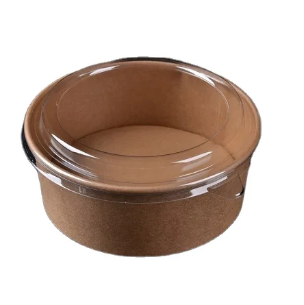 Customized Design Kraft Food Containers Wholesale Eco-friendly Kraft 1300ml Paper Soup Salad Bowl Cups With Lid Food Paper Bowl