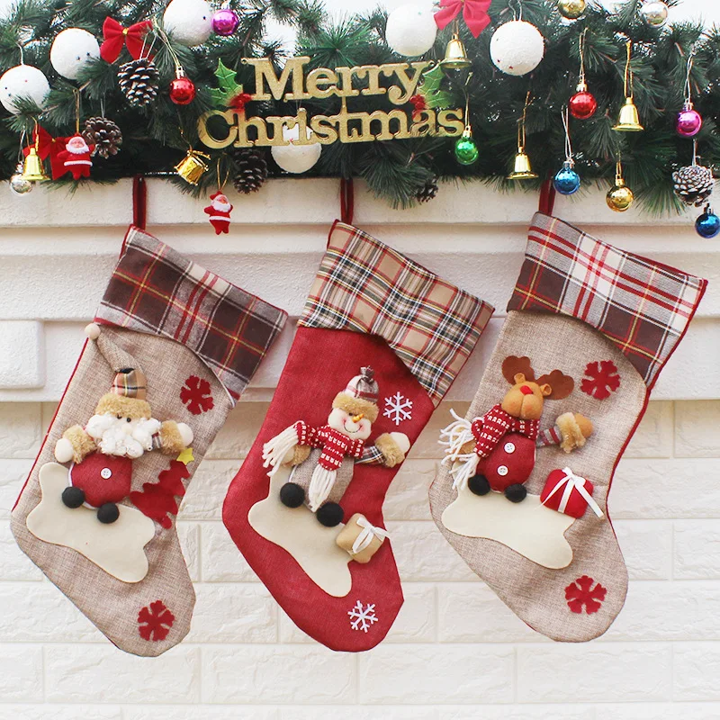 2021 New Fashion Wholesale custom fleece red christmas stocking socks gifts christmas decoration