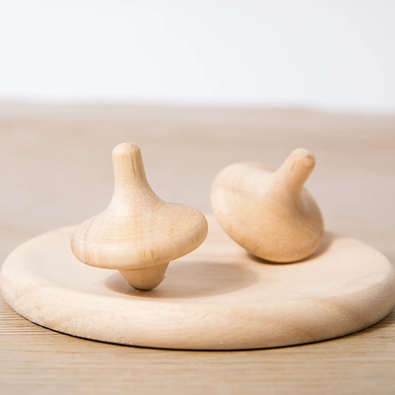 Children Toy Party Favor Game Desktop Toys Unfinished Wood Tops Craft Gyroscopes Wooden Spinning Top