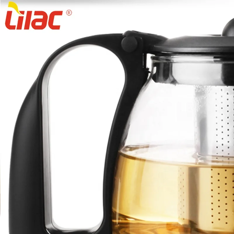 Lilac FREE Sample 700ml 1250ml chinese custom flower transparent glass tea pot with stainless infuser