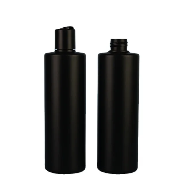 Plastic HDPE matt black color shampoo squeeze cosmetic packaging bottle 300ml 500ml