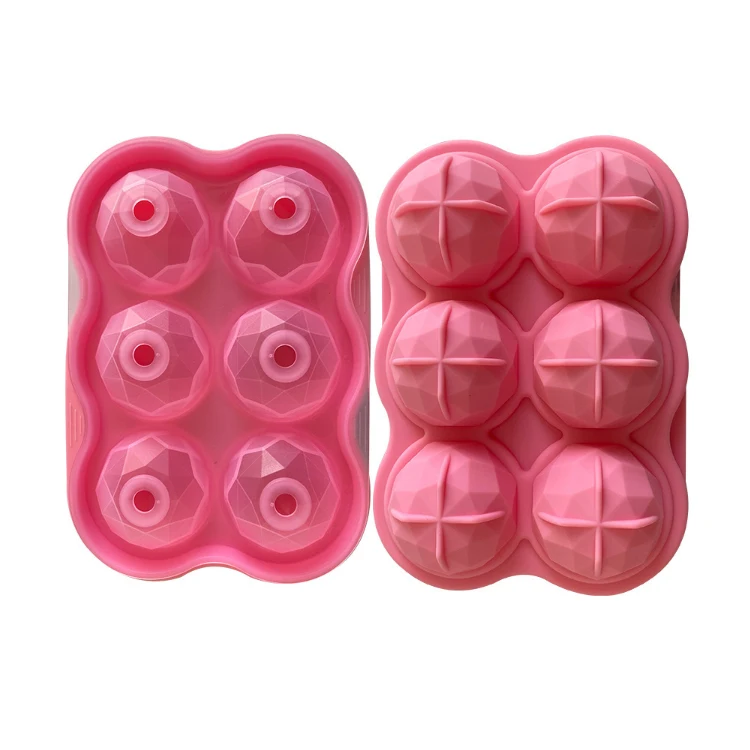 Hot Seller Ice Cream Diamond Cutting Bar Whiskey Ball Round Ice Cube Mold ice cube tray silicone 6