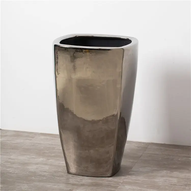 Sets 3 Factory custom sliver tall ceramic planter pots garden indoor outdoor decoration large flower pot