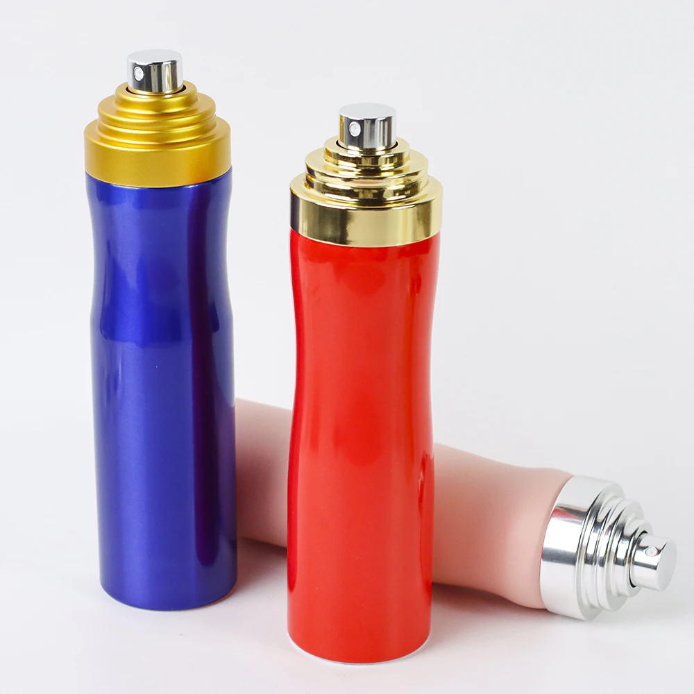 High end perfume 100ml  200ml aerosol bottle  perfume empty aerosol can with glod sliver spray