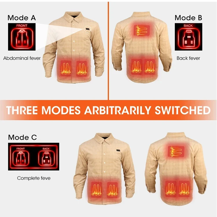 Custom Rechargeable Single Breasted Corduroy Heated Shirt For Autumn Winter Spring