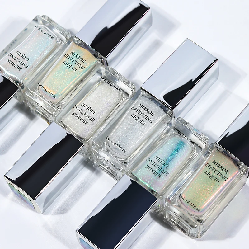 OEM/ODM custom logo New Launch Wholesale Mirror Nail Powder Liquid Nails Magic Chrome Transparent Aurora Liquid Pigment