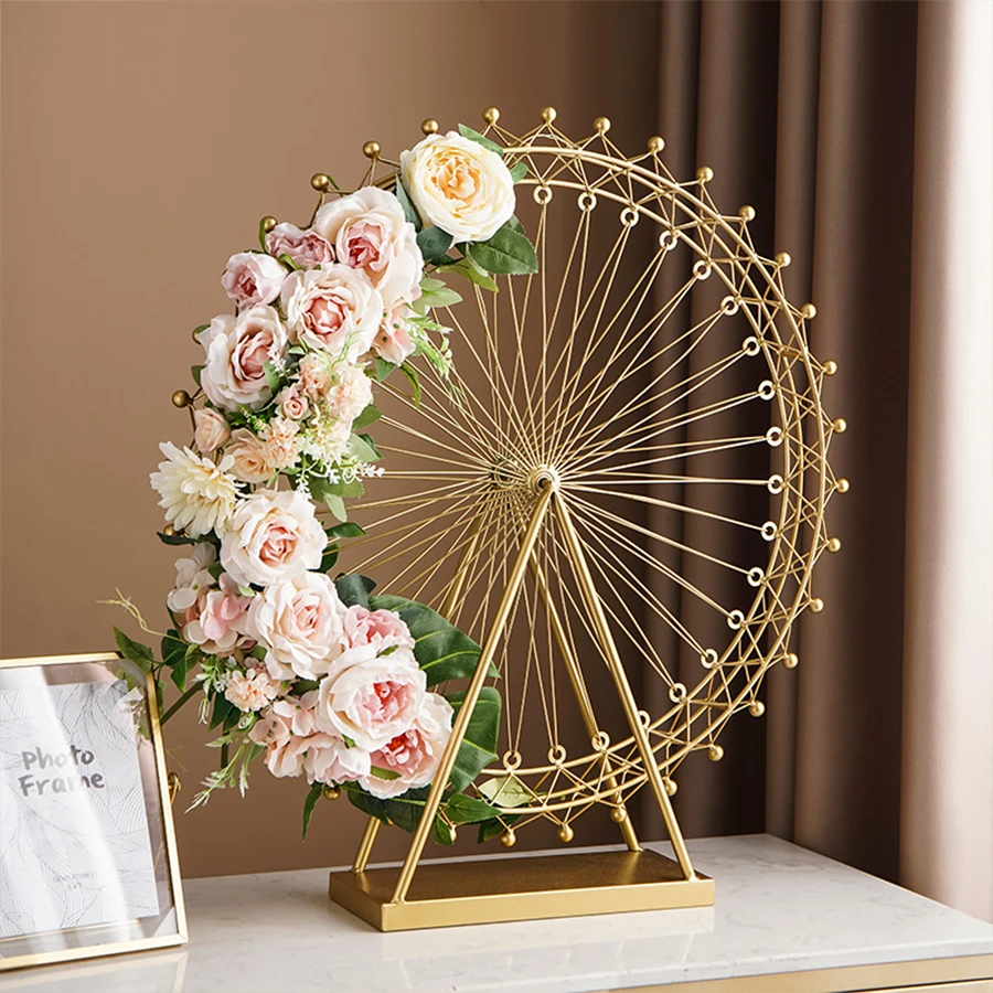 FINE Nordic Creative Vintage wedding decoration craft  Iron Ferris Wheel Model Sculptures Wrought Iron Ornaments