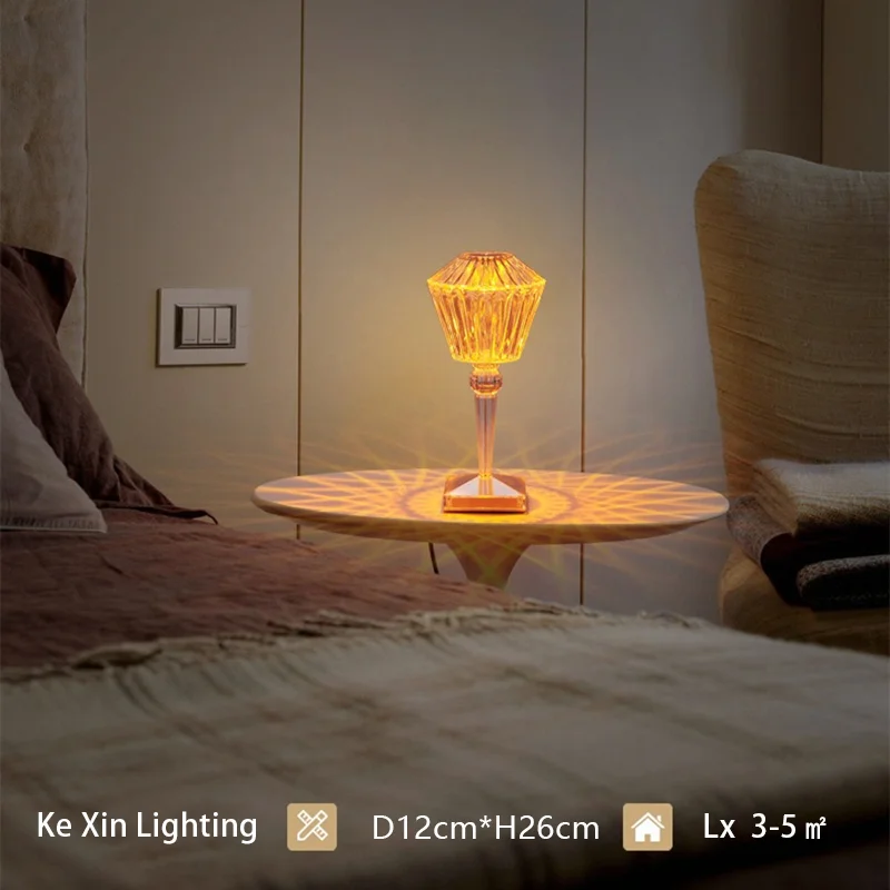 Luxury Petal rose Rechargeable Night lights Acrylic LED cordless Crystal Table lamp